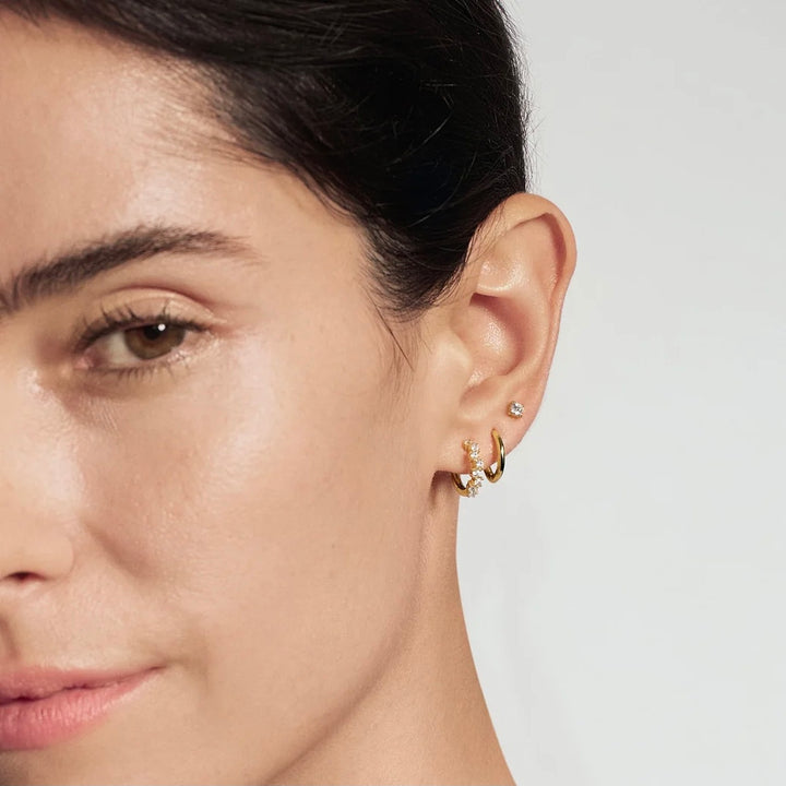 Ania Haie Gold Zig-Zag Pave Huggie Hoop Earrings E079-09G