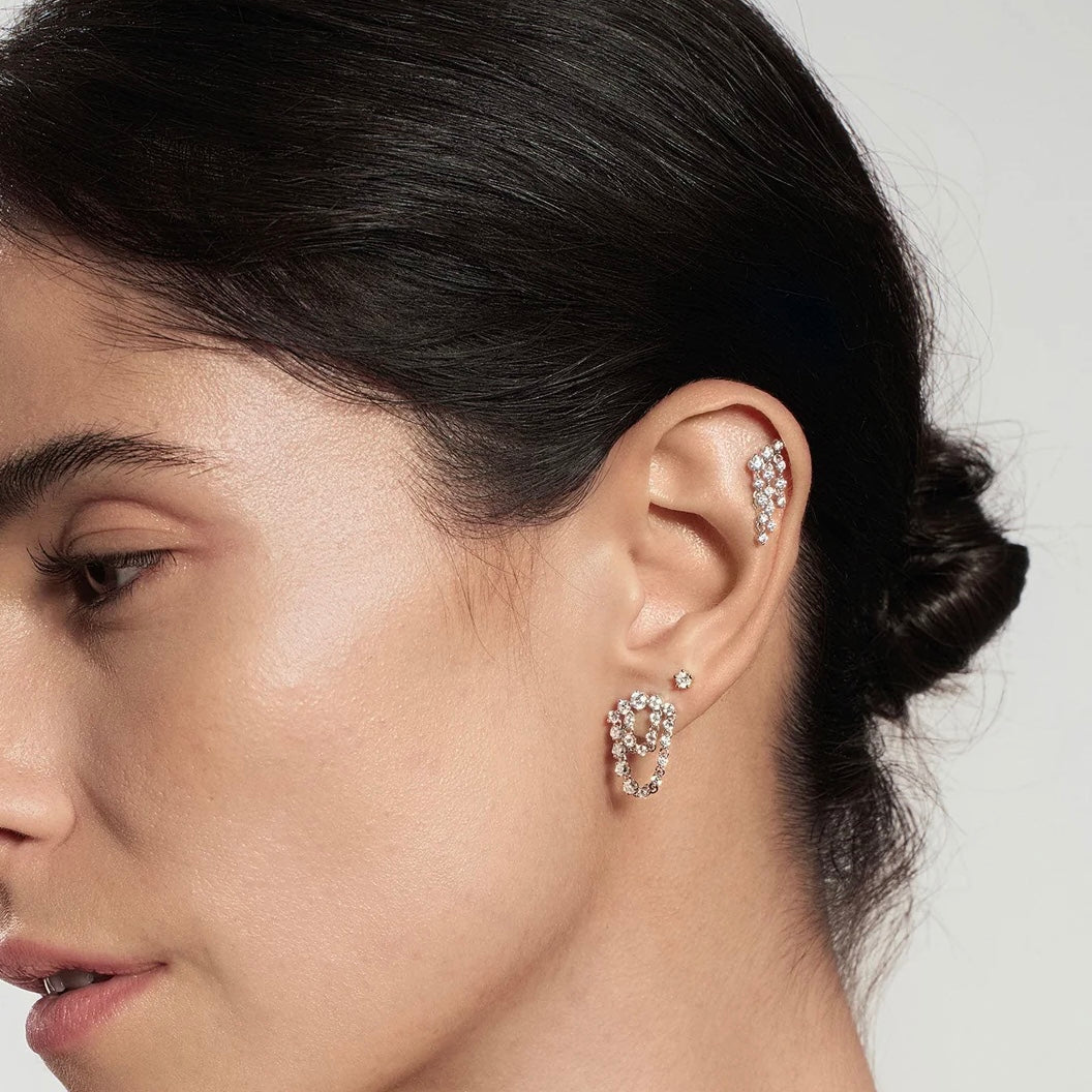 Ania Haie Silver Five-Prong Sparkle Barbell Earring E079-03H