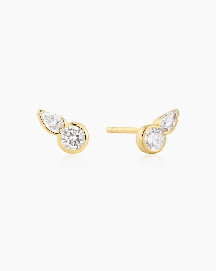Ania Haie Gold Bezel Round & Teardrop Stud Earrings E076-01G