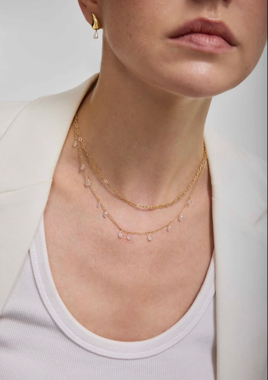 ANIA HAIE Gold Ethereal Teardrop Dangle Station 40.5-45.5cm Necklace  N078-01G