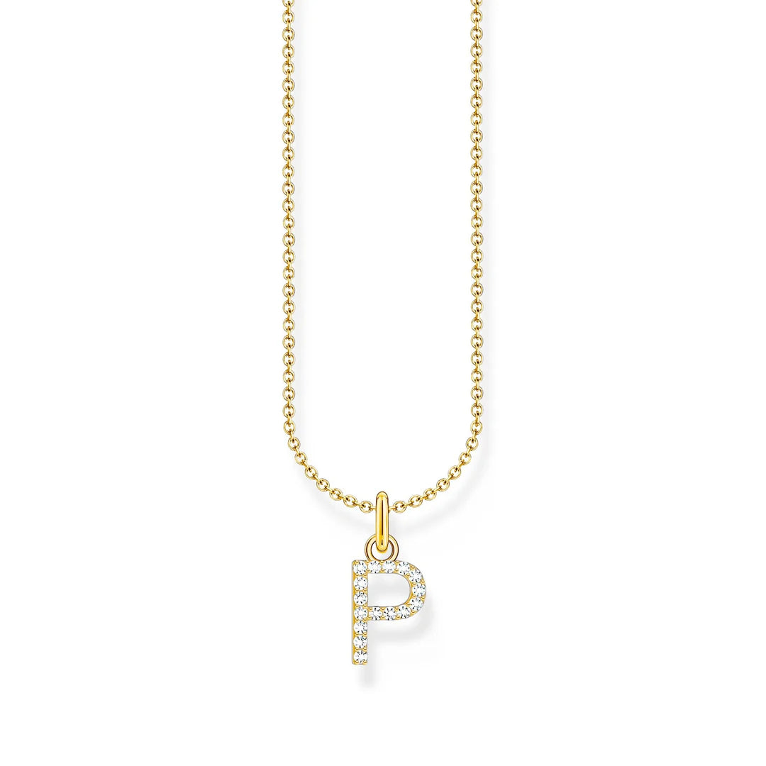 THOMAS SABO NECKLACE with Letter Pendant P and White Zirconia - GOLD TKE2255Y