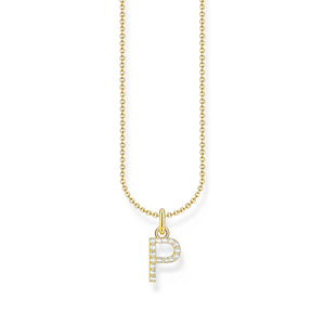 THOMAS SABO NECKLACE with Letter Pendant P and White Zirconia - GOLD TKE2255Y