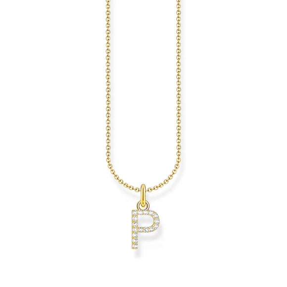 THOMAS SABO NECKLACE with Letter Pendant P and White Zirconia - GOLD TKE2255Y