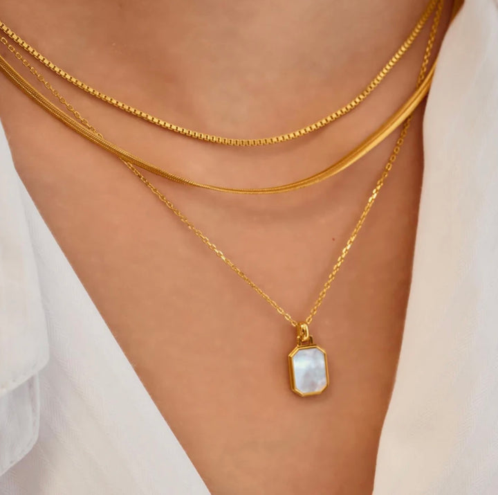 Ania Haie Gold Square Mother-of-Pearl Necklace N072-02G