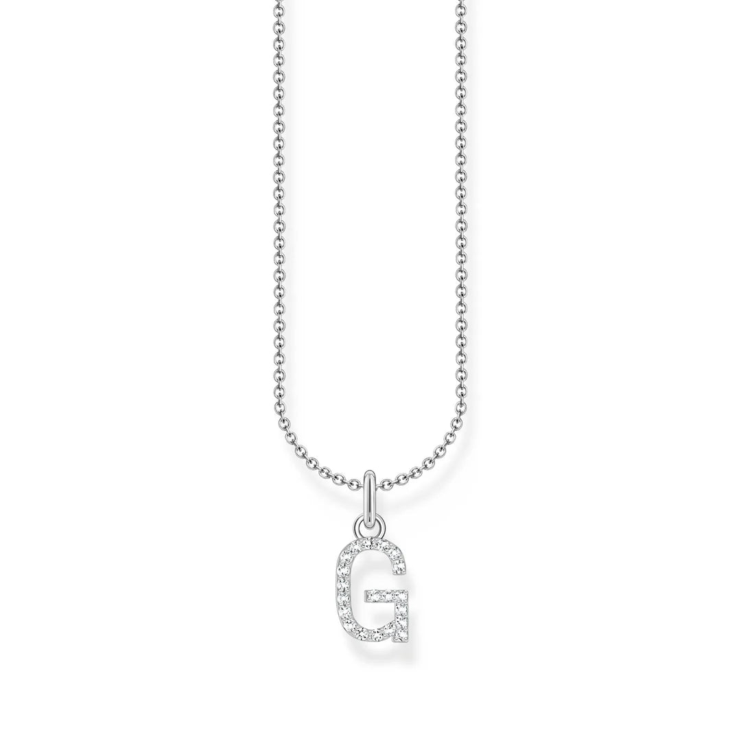 THOMAS SABO NECKLACE with Letter Pendant G and White Zirconia - SILVER TKE2246