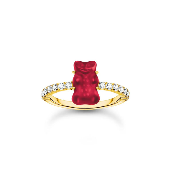 THOMAS SABO Gold-plated Ring with Strawberry Red Gold Bear TR2459RY