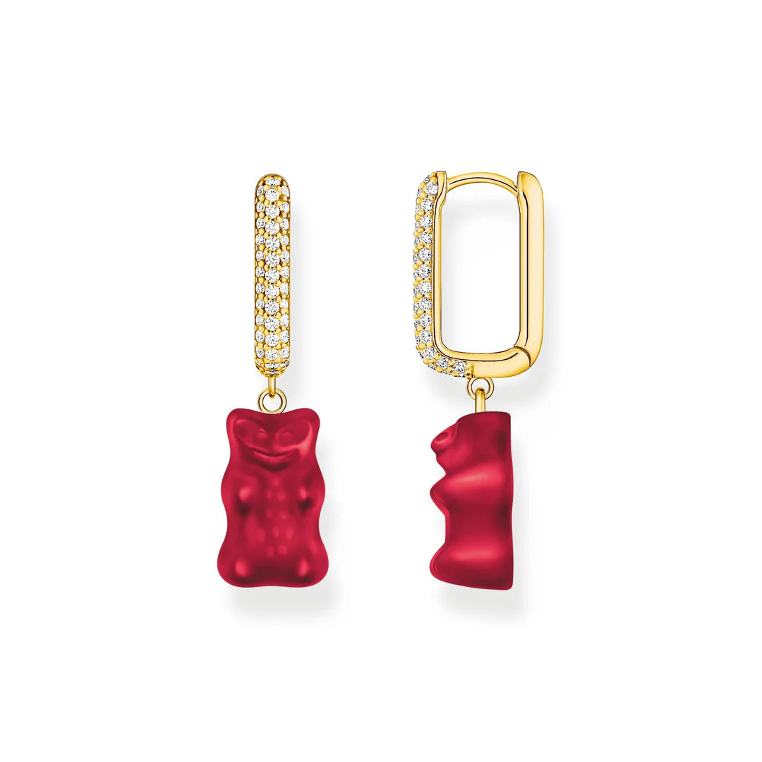 THOMAS SABO SINGLE HOOP EARRING Medium Sized with Strawberry Red Goldbears TCR727REY