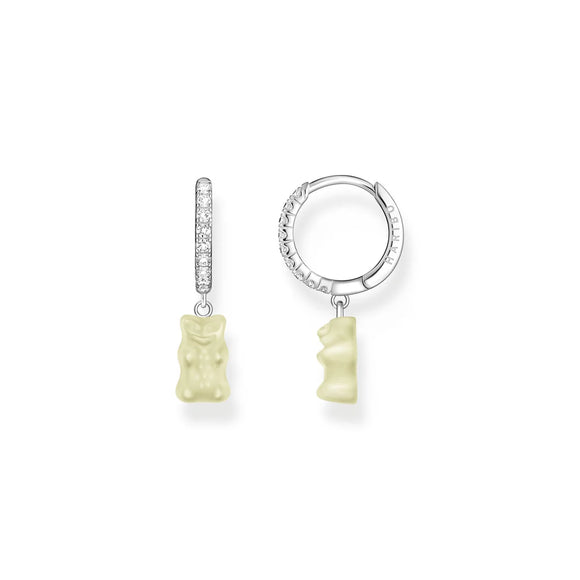 THOMAS SABO Single Hoop Earring with Pineapple White Goldbears Pendant & Zirconia TCR726WH
