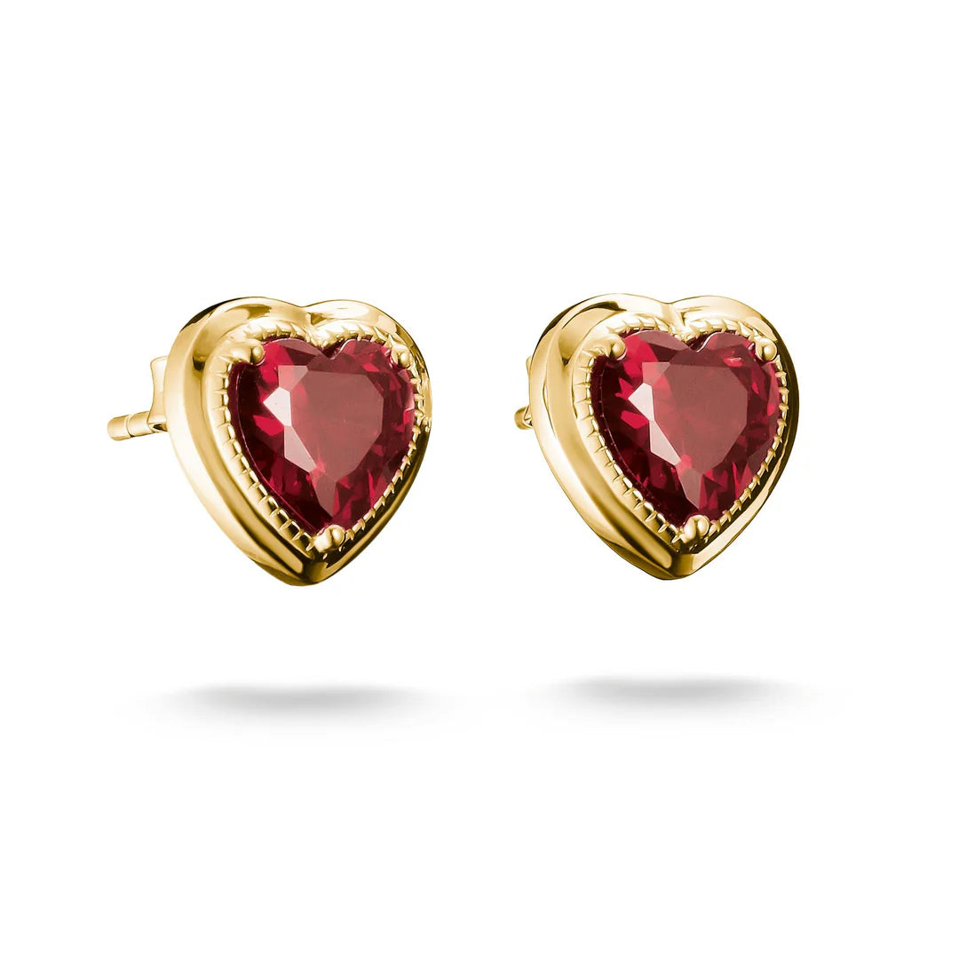 THOMAS SABO Small Red Heart Stud Earrings Gold TH2344REY