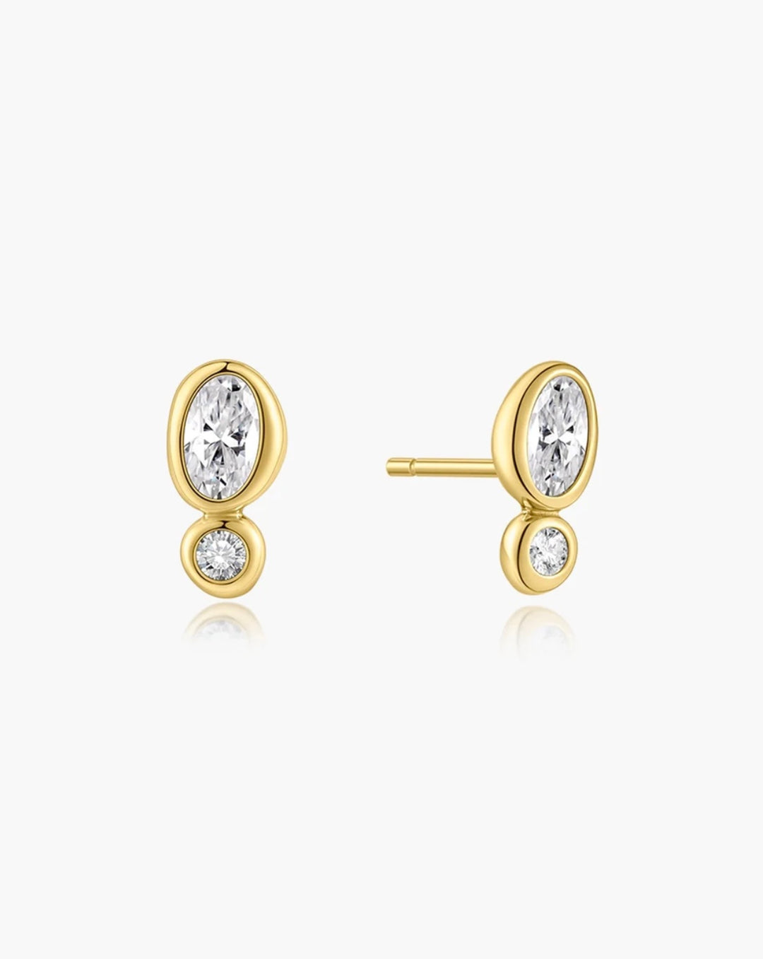 Ania Haie Gold Bezel Organic Pebble & Round Stud Earrings E076-05G