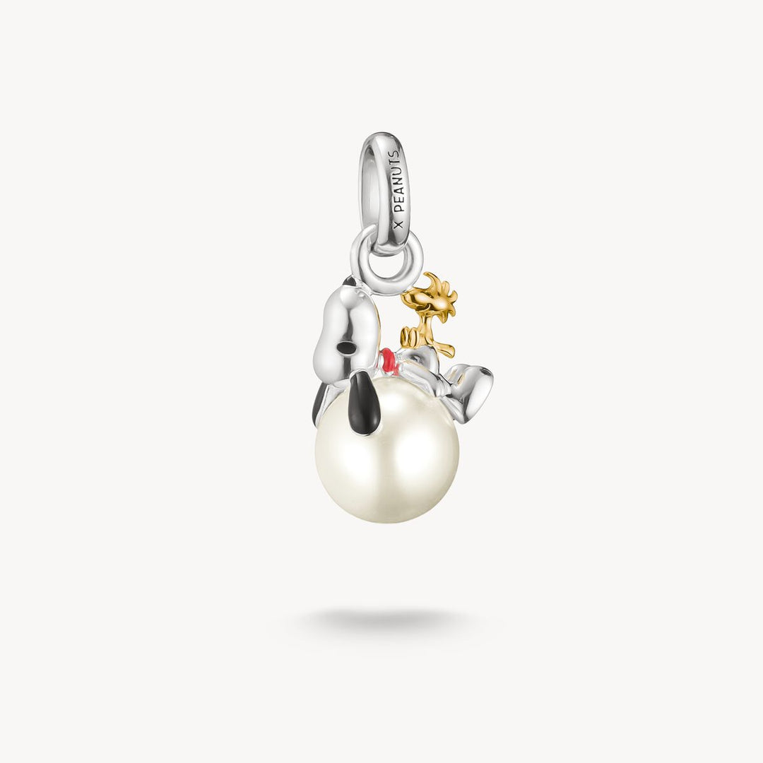 THOMAS SABO 18K Gold Plated Connect Charm Pendant with Pearl Snoopy Woodstock Peanuts CCC1308