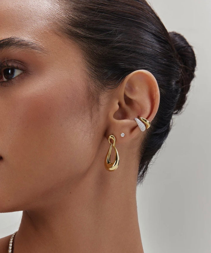 Ania Haie Gold Interlocked Waves Stud Hoop Earrings E077-06G