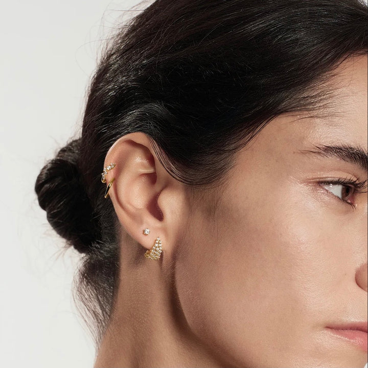 Ania Haie Gold Zig-Zag Pave Huggie Hoop Earrings E079-09G