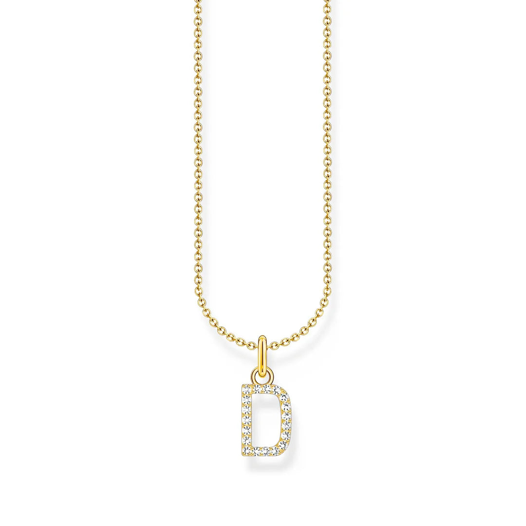 THOMAS SABO NECKLACE with Letter Pendant D and White Zirconia - GOLD TKE2243Y