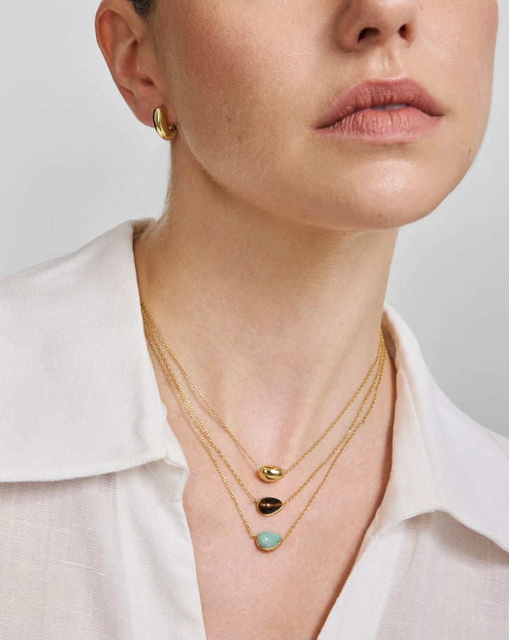 Ania Haie Gold Bezel Tiger’s Eye Organic Dome Pebble Necklace N076-02G-TE