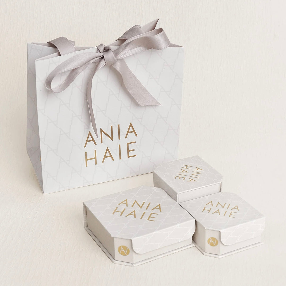 Ania Haie Gold Bezel-Set Drop Chain Stud Earrings E075-16G