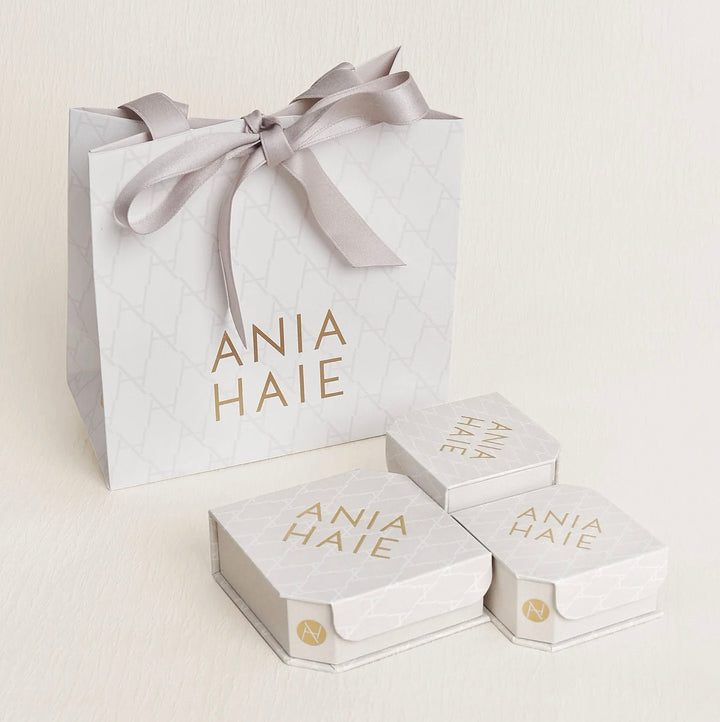 Ania Haie Gold Bezel-Set Drop Chain Stud Earrings E075-16G