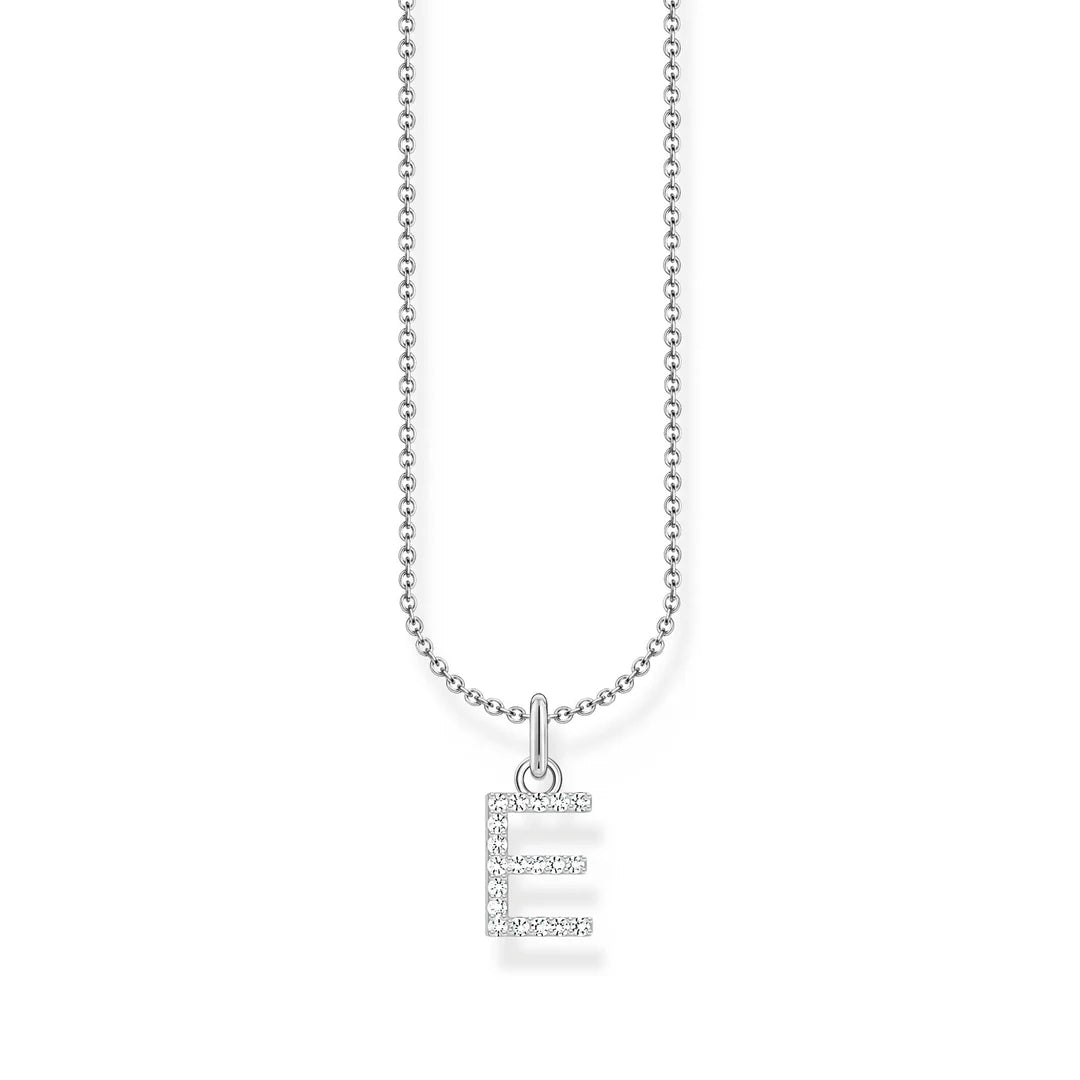 THOMAS SABO NECKLACE with Letter Pendant E and White Zirconia - SILVER TKE2244