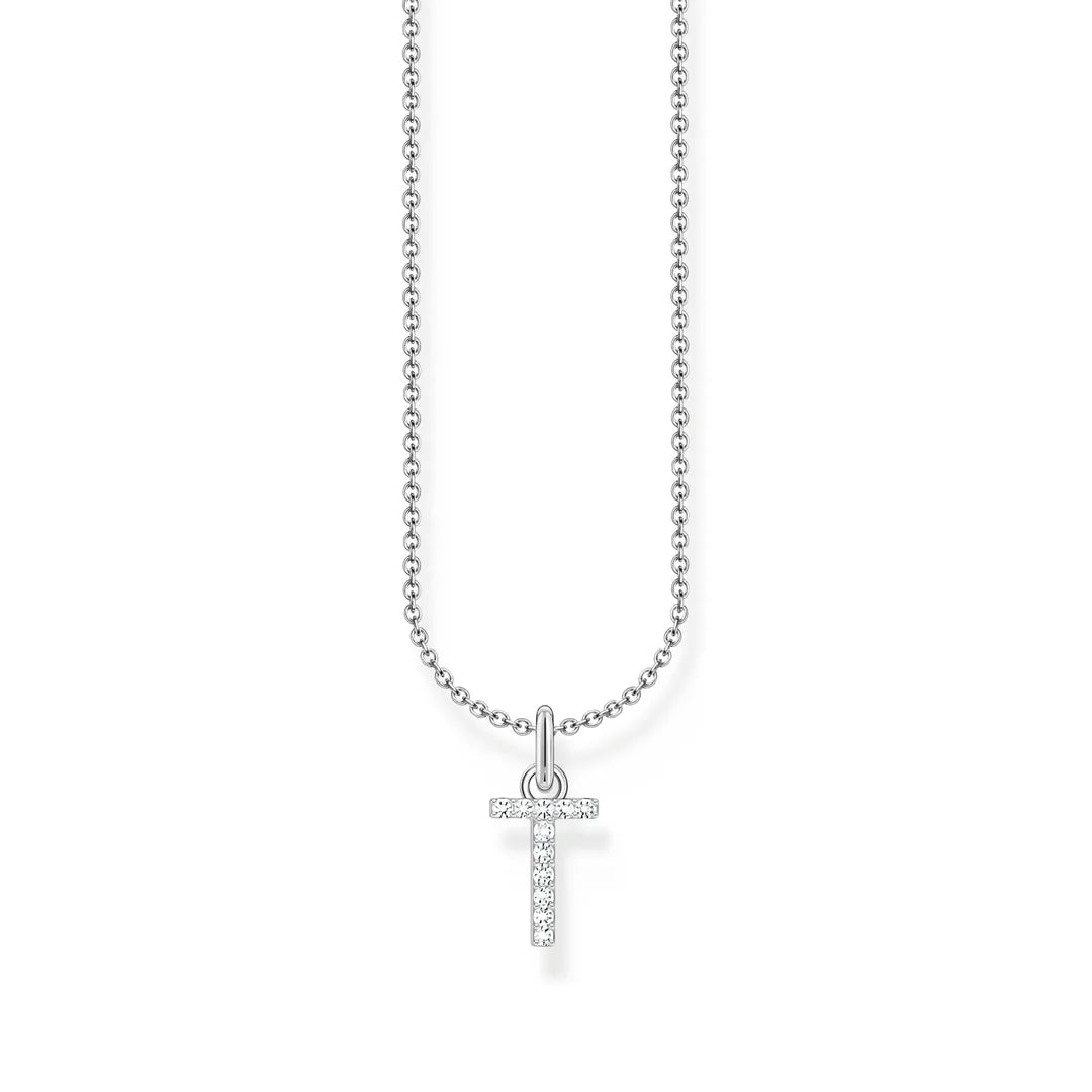 THOMAS SABO NECKLACE with Letter Pendant T and White Zirconia - SILVER TKE2259