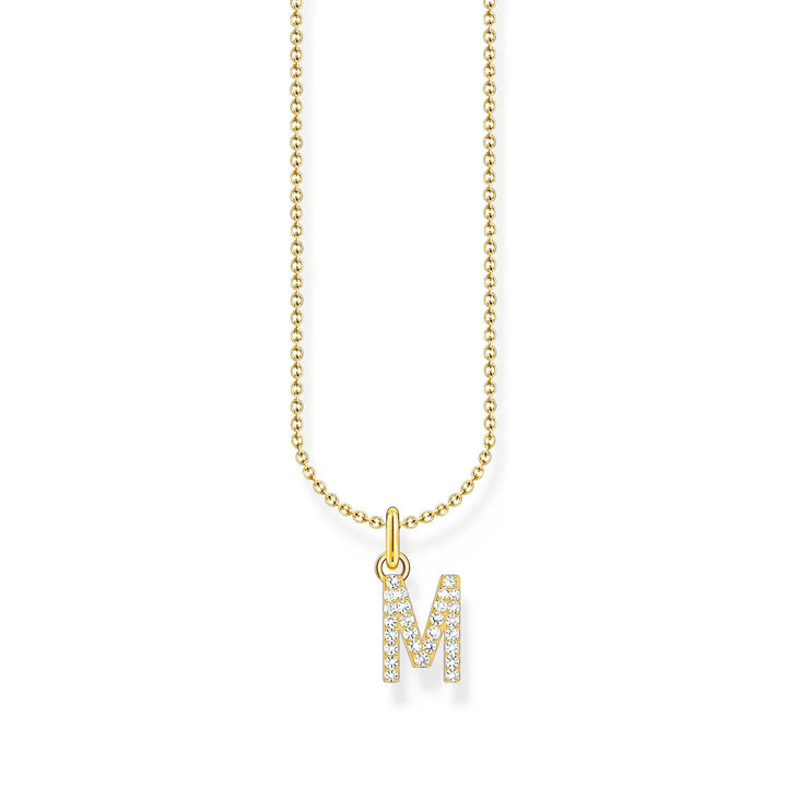 THOMAS SABO NECKLACE with Letter Pendant M and White Zirconia - GOLD TKE2252Y