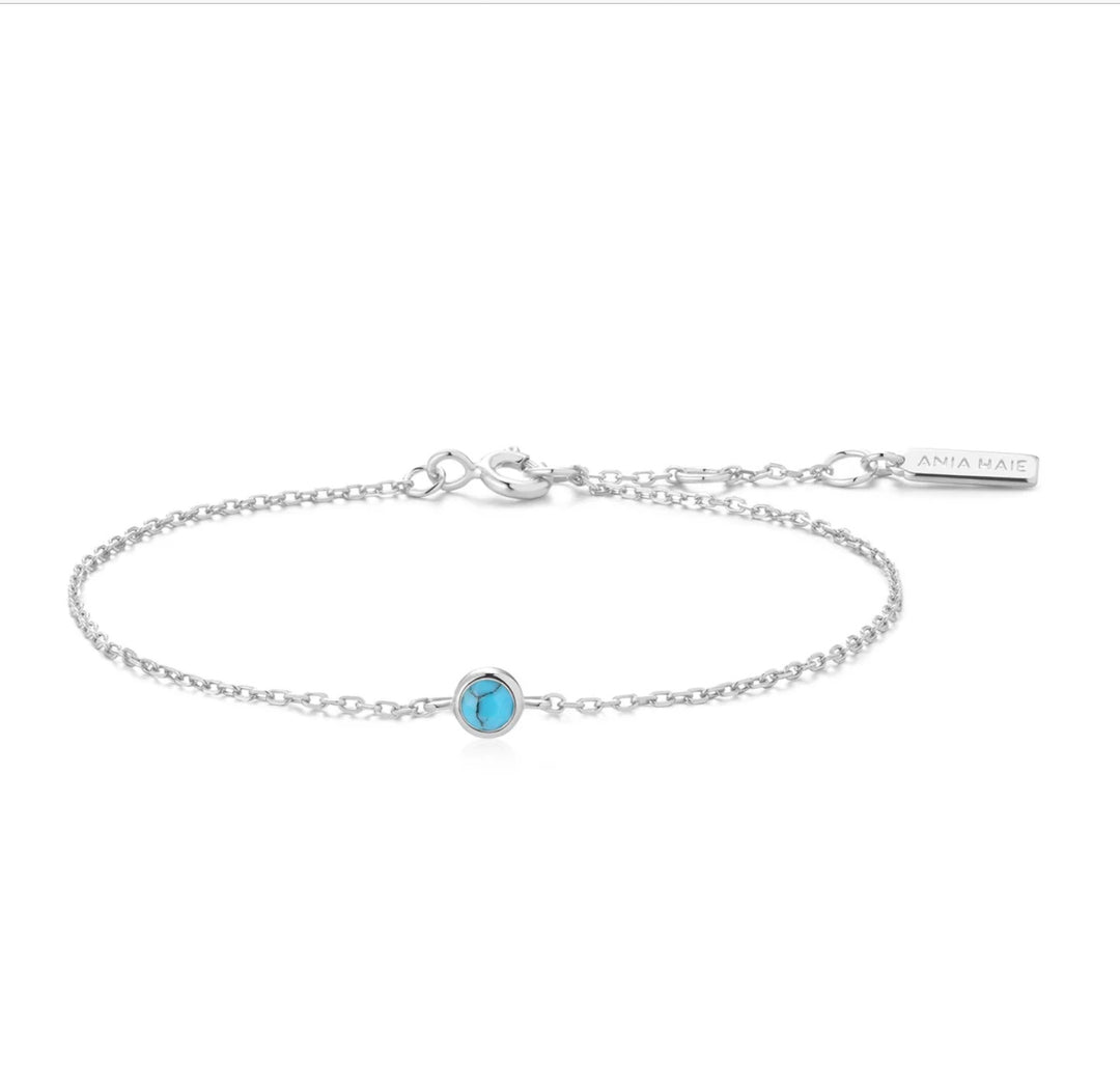 Ania Haie Silver Bezel-Set Lab-Created Turquoise Solitaire Bracelet B073-01H