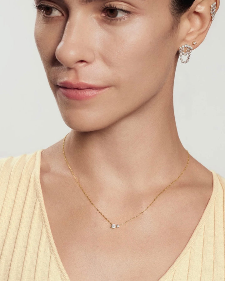 Ania Haie Silver Sparkling Arc with Double Chain Stud Earrings E079-15H
