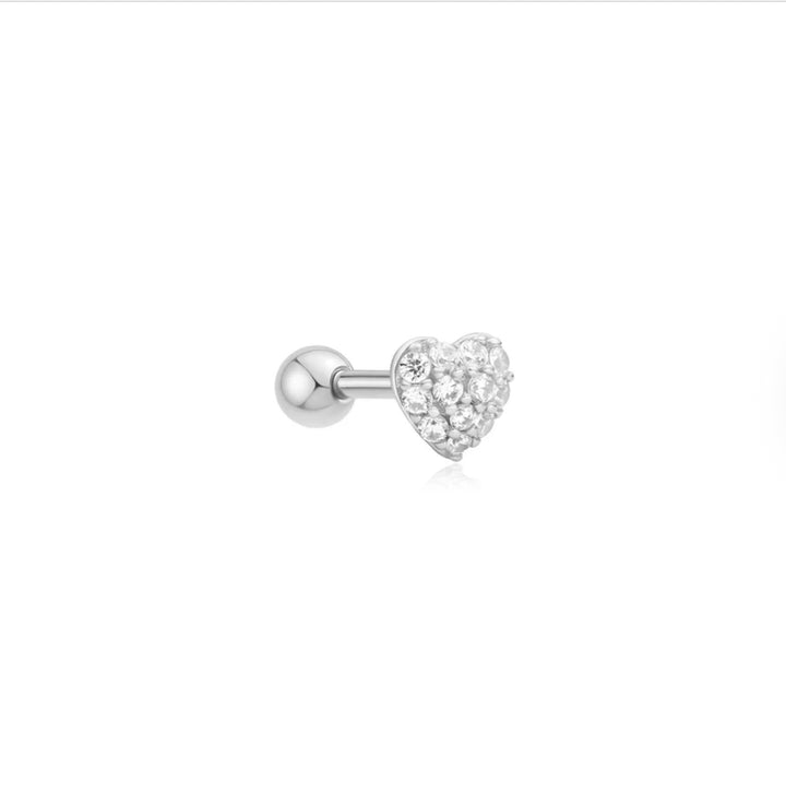Ania Haie Silver Pavé Heart Barbell Single Earring E070-04H