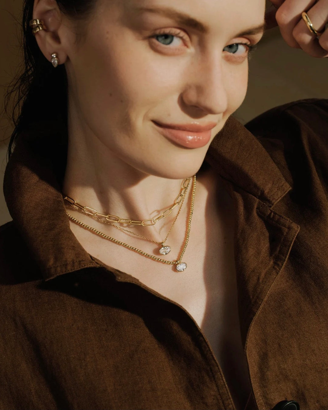 Ania Haie Gold Bezel Organic Pebble Necklace N076-03G