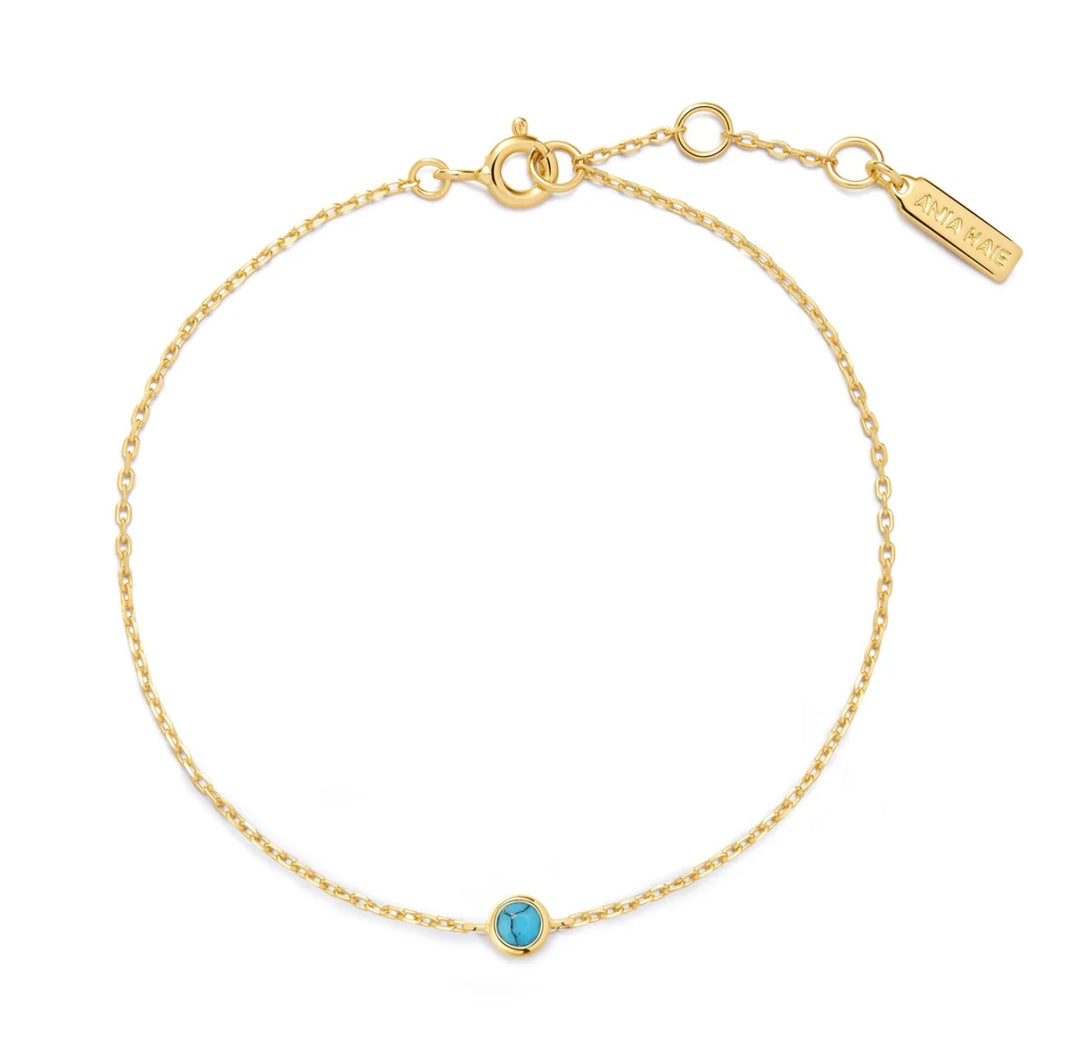 Ania Haie Gold Bezel-Set Lab-Created Turquoise Solitaire Bracelet B073-01G