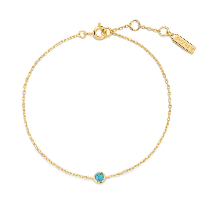 Ania Haie Gold Bezel-Set Lab-Created Turquoise Solitaire Bracelet B073-01G