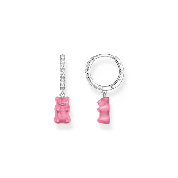 THOMAS SABO Single Hoop Earring with Pink Goldbears Pendant & Zirconia TCR726P