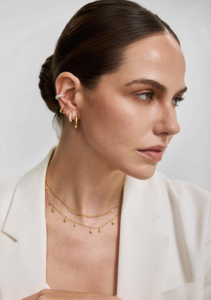 ANIA HAIE Gold Polished Teardrop Dangle Station 40.5-45.5cm Necklace  N078-02G