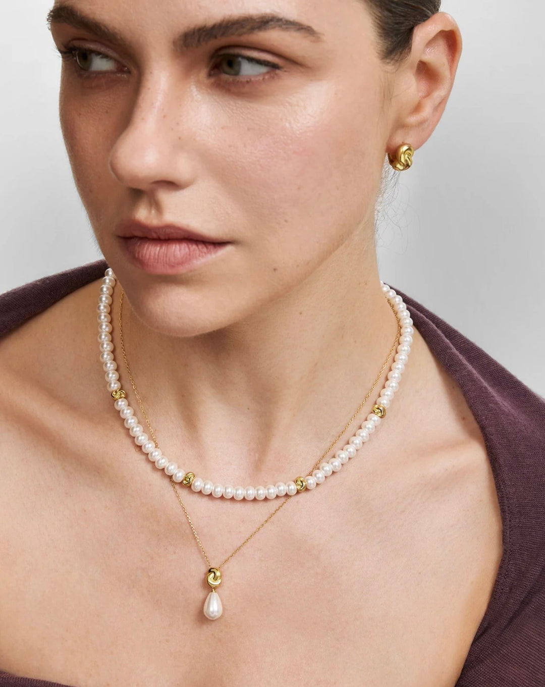 Ania Haie Gold Twist & Shell Pearl 43cm Necklace N077-03G