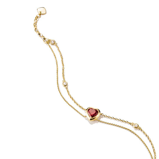 THOMAS SABO Two-Row Bracelet with Red Heart Stone Gold TA2222REY