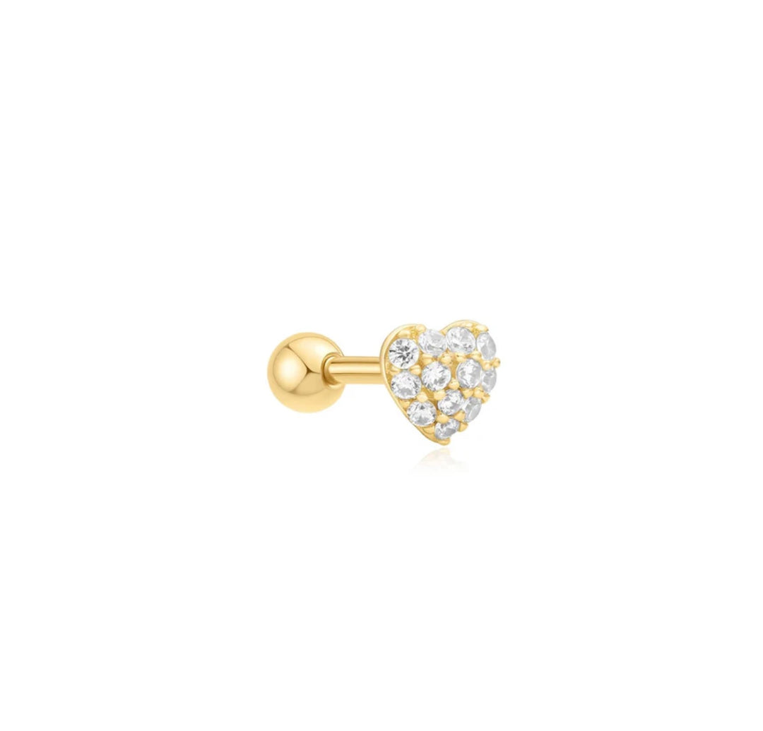 Ania Haie Gold Pave Heart Barbell Single Earring E070-04G