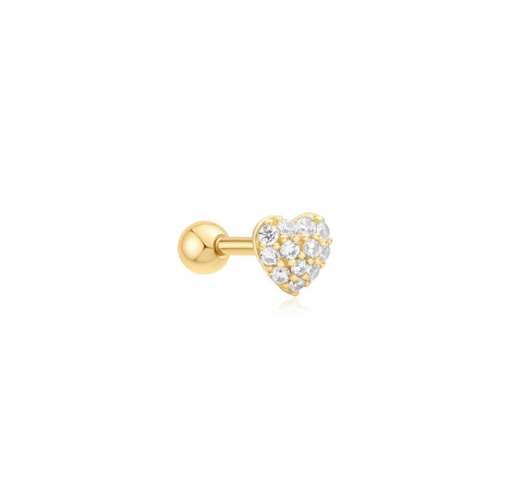 Ania Haie Gold Pave Heart Barbell Single Earring E070-04G