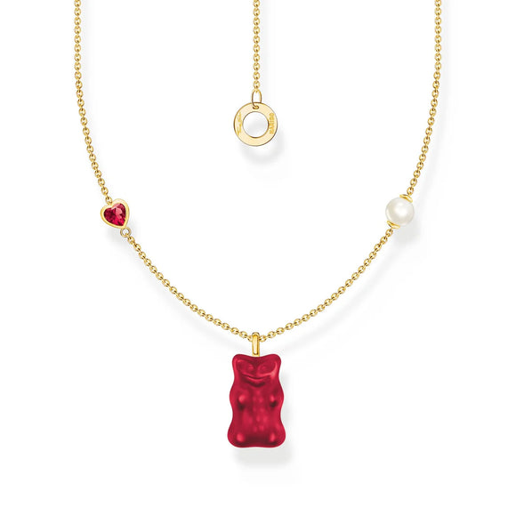 Thomas Sabo Gold Necklace Strawberry Red Goldbear and Freshwater Pearl TKE2206Y