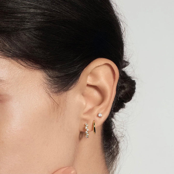 Ania Haie Gold Zig-Zag Pave Huggie Hoop Earrings E079-09G