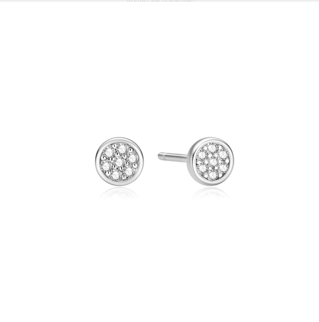 Ania Haie Silver Small Pave Disc Stud Earrings E075-02H