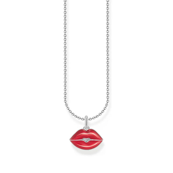 THOMAS SABO NECKLACE with Red Kissing Mouth Pendant - Silver TKE2230