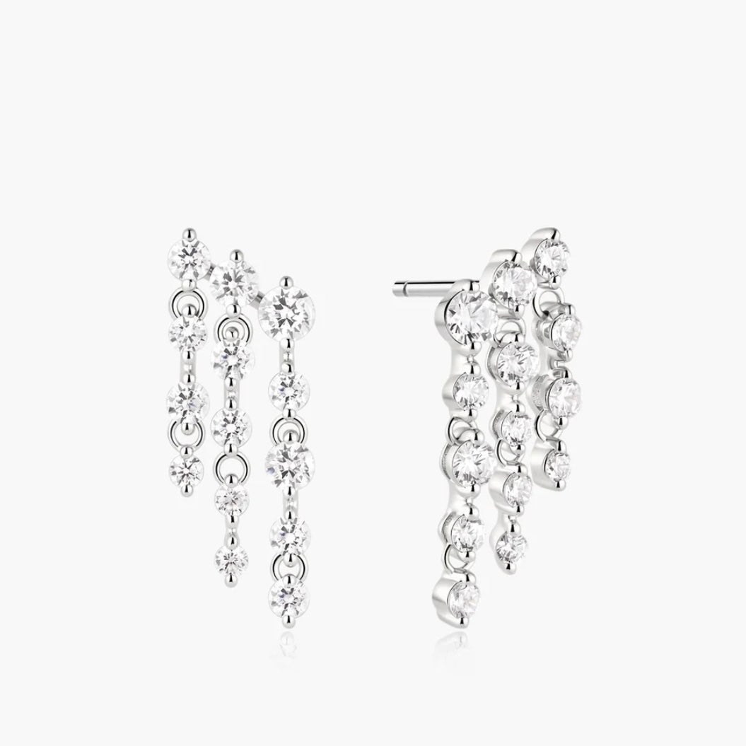 Ania Haie Silver Triple Fringe Stud Earrings E079-06H