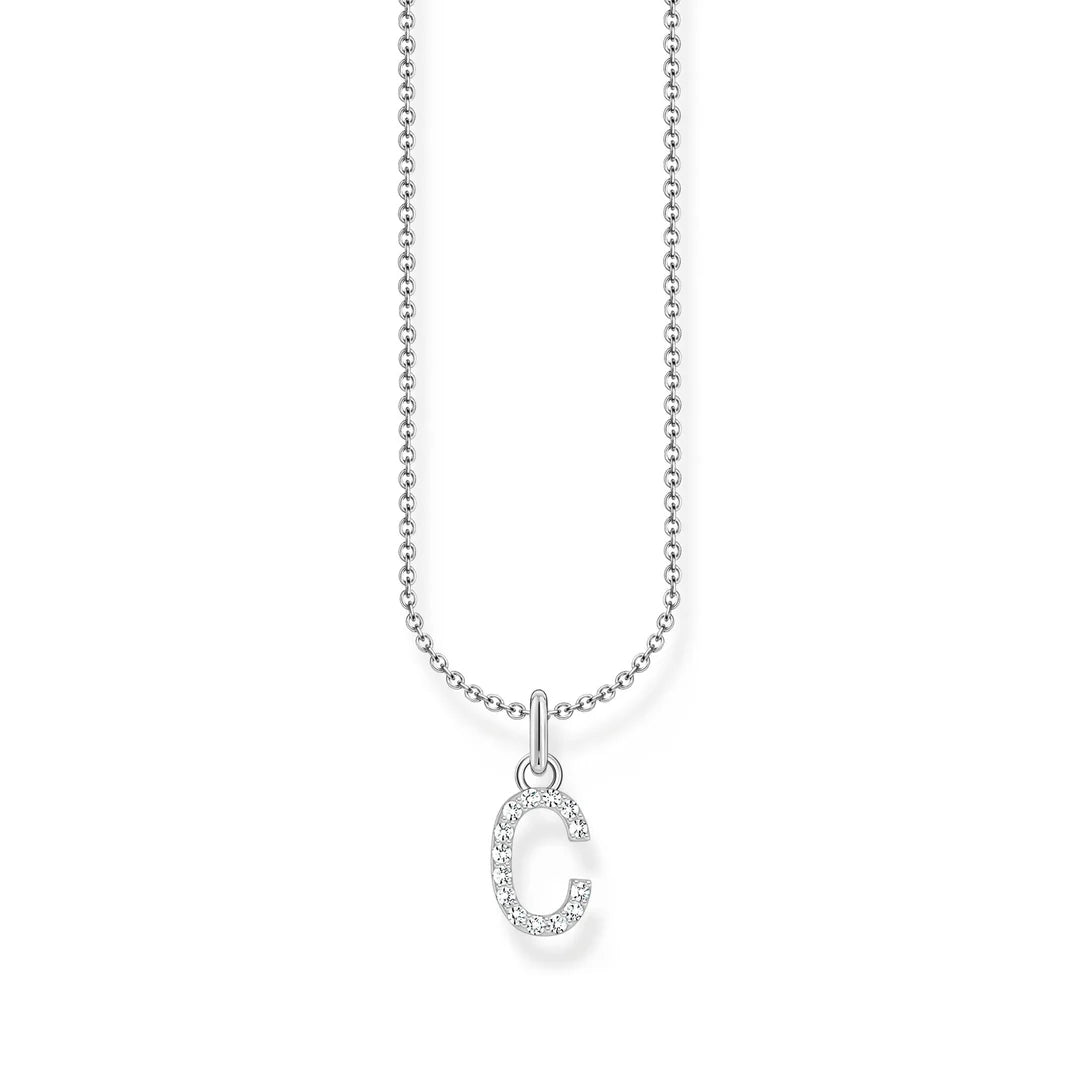 THOMAS SABO NECKLACE with Letter Pendant C and White Zirconia - SILVER TKE2242