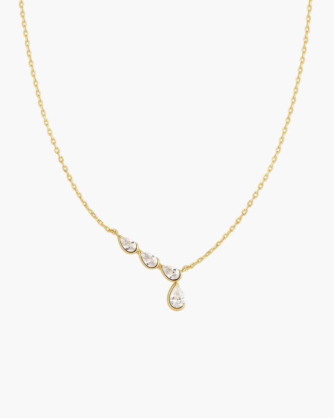 Ania Haie Gold Half-Bezel Angled & Dangle Teardrop Necklace N076-06G