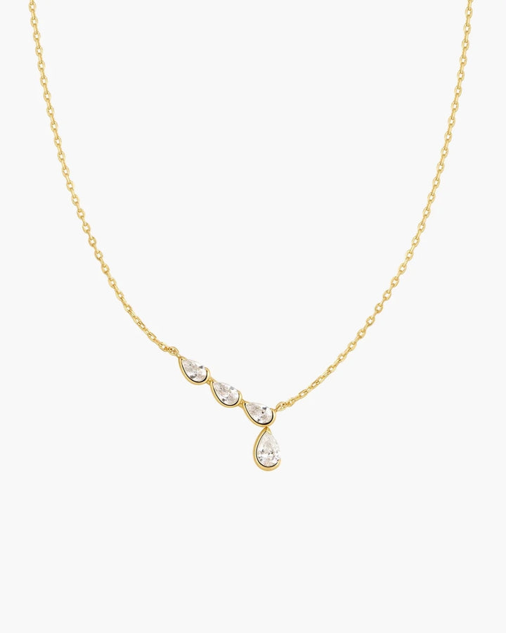 Ania Haie Gold Half-Bezel Angled & Dangle Teardrop Necklace N076-06G