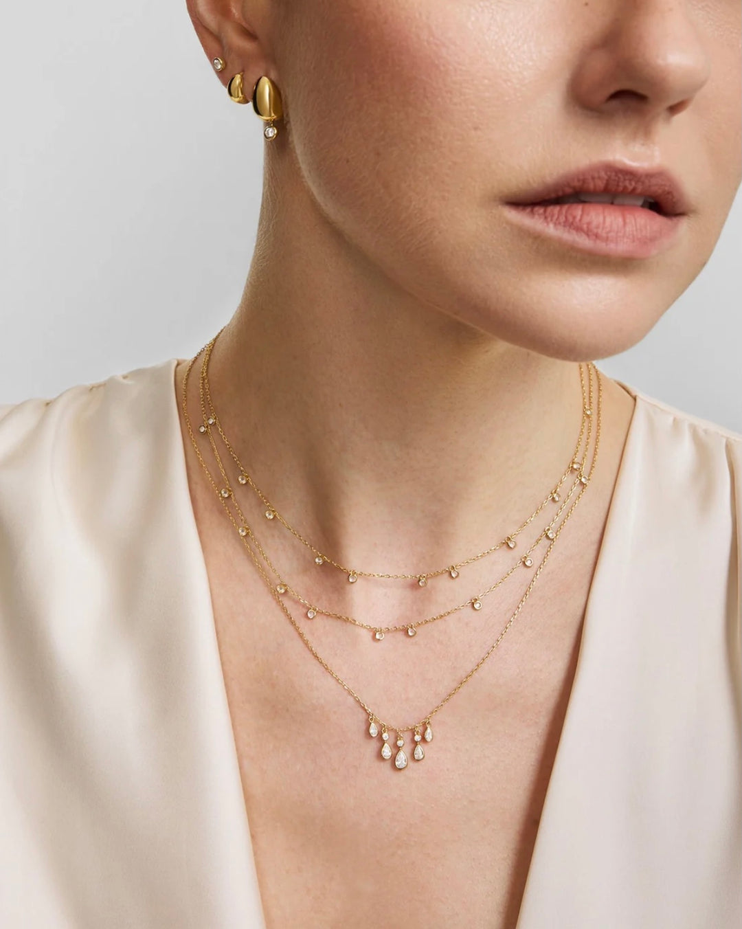Ania Haie Gold Bezel-Set Teardrop Cascade Necklace N076-04G