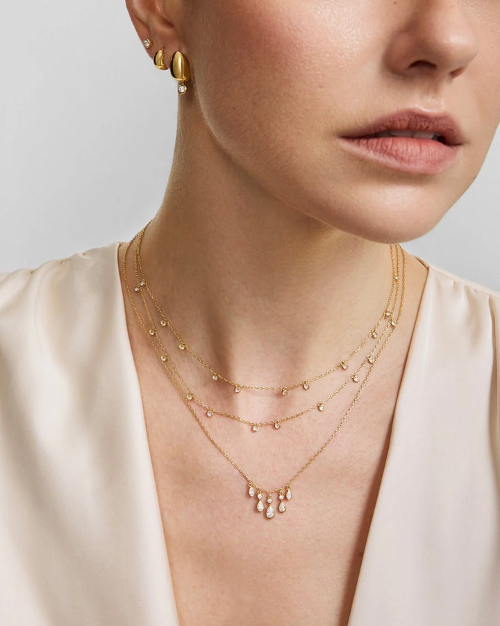 Ania Haie Gold Bezel-Set Teardrop Cascade Necklace N076-04G