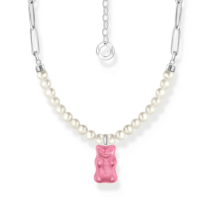 Thomas Sabo Silver Link necklace with Pink Goldbear & Freshwater Pearl TKE2207P