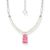 Thomas Sabo Silver Link necklace with Pink Goldbear & Freshwater Pearl TKE2207P