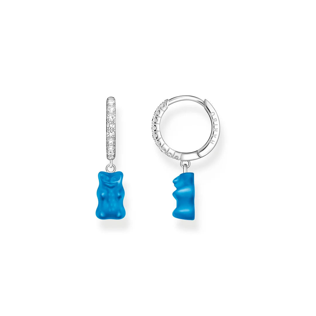 THOMAS SABO Single Hoop Earring with Blueberry Blue Goldbears Pendant & Zirconia TCR726BLU