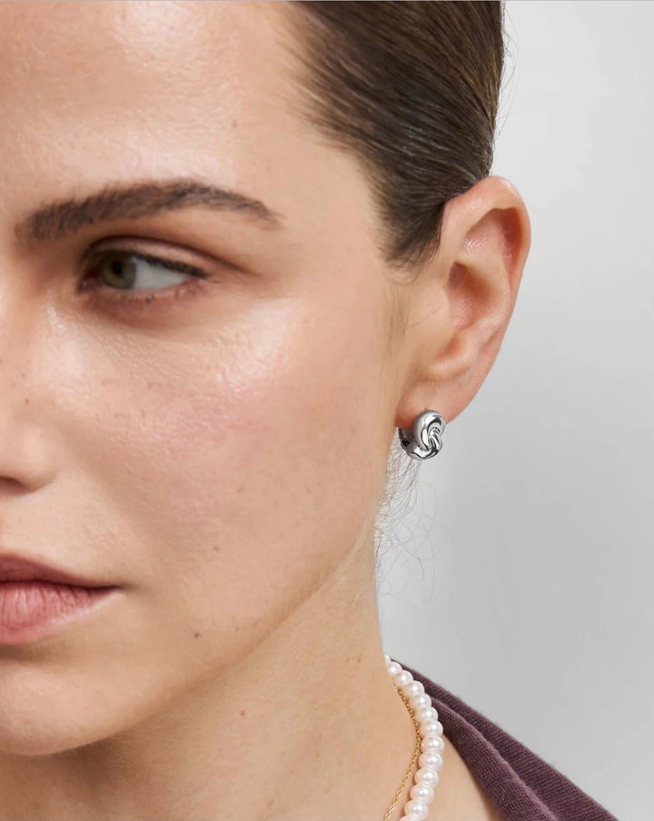 Ania Haie Silver Rope Twist Huggie Hoop Earrings E077-03H